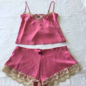 MYLA Silk Pink Camisole & Tap Pants - Size M